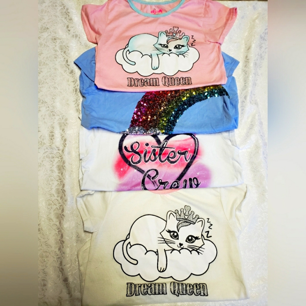 girl's blouses  7/8 place.  color pink. blue, white